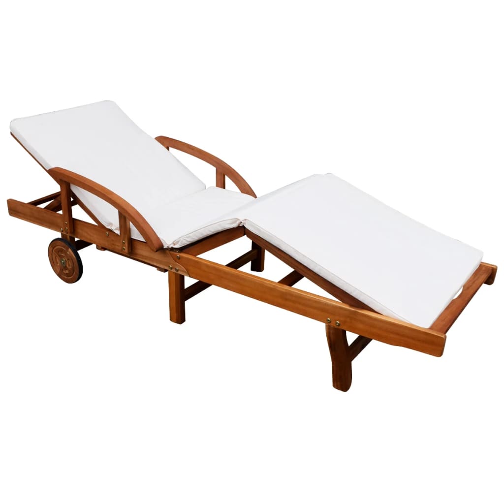 Bain de soleil avec coussin en bois d'acacia massif