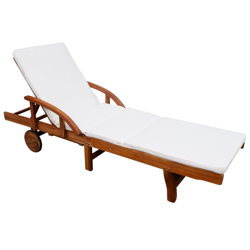 Bain de soleil avec coussin en bois d'acacia massif