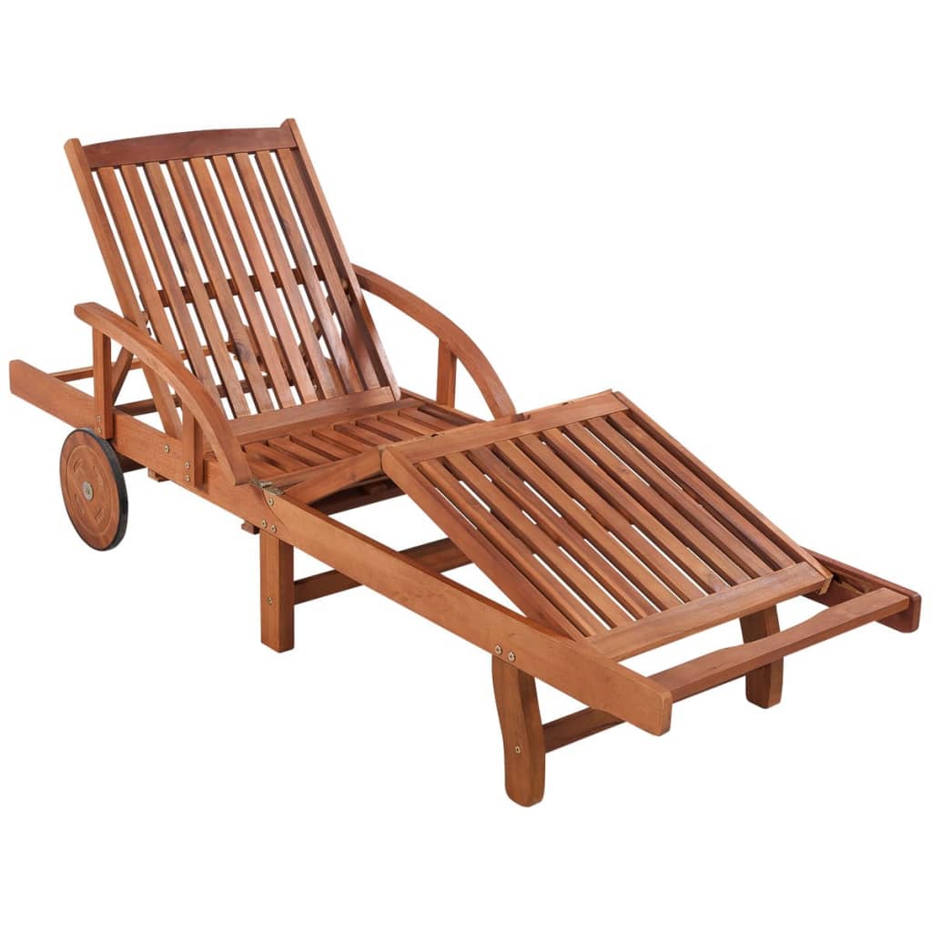 Bain de soleil avec coussin en bois d'acacia massif