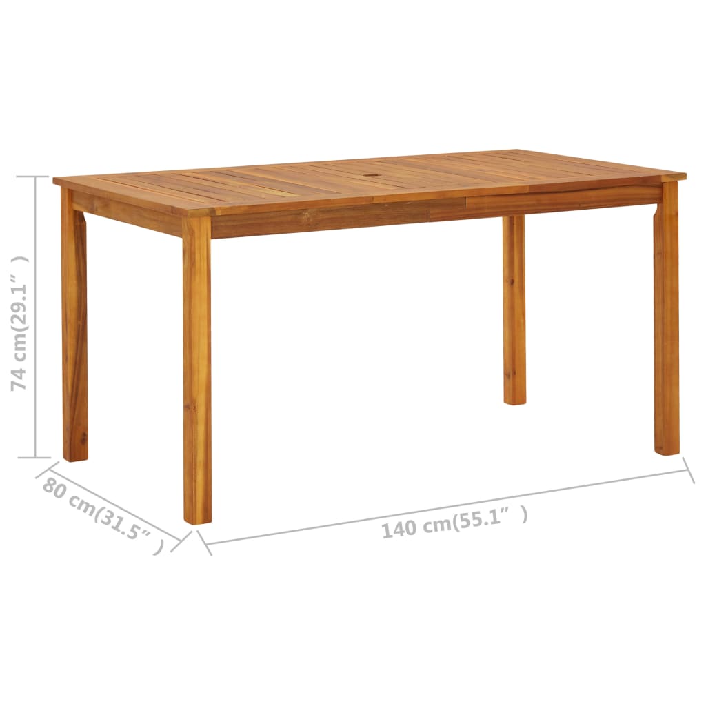 Table de jardin 150x90x74 cm en bois d'acacia massif