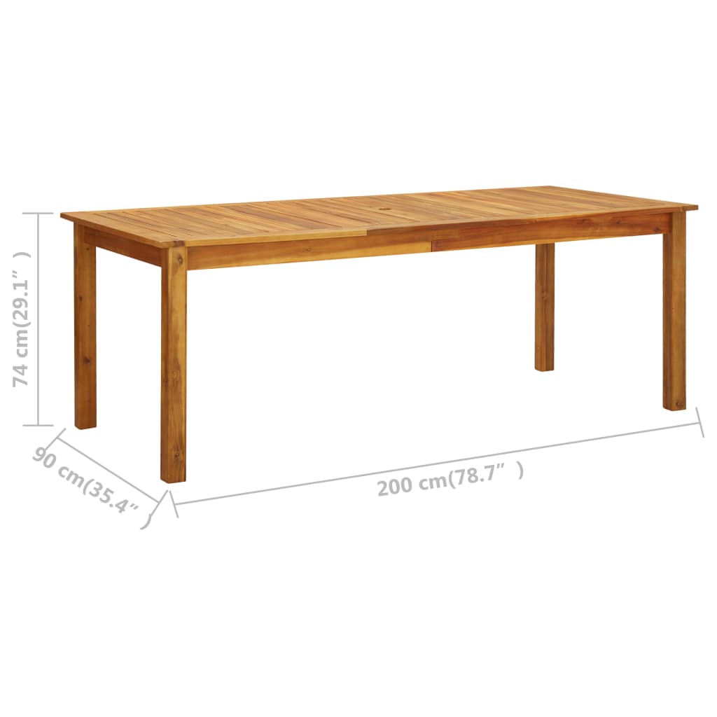 Table de jardin 200x100x75 cm en bois d'acacia massif