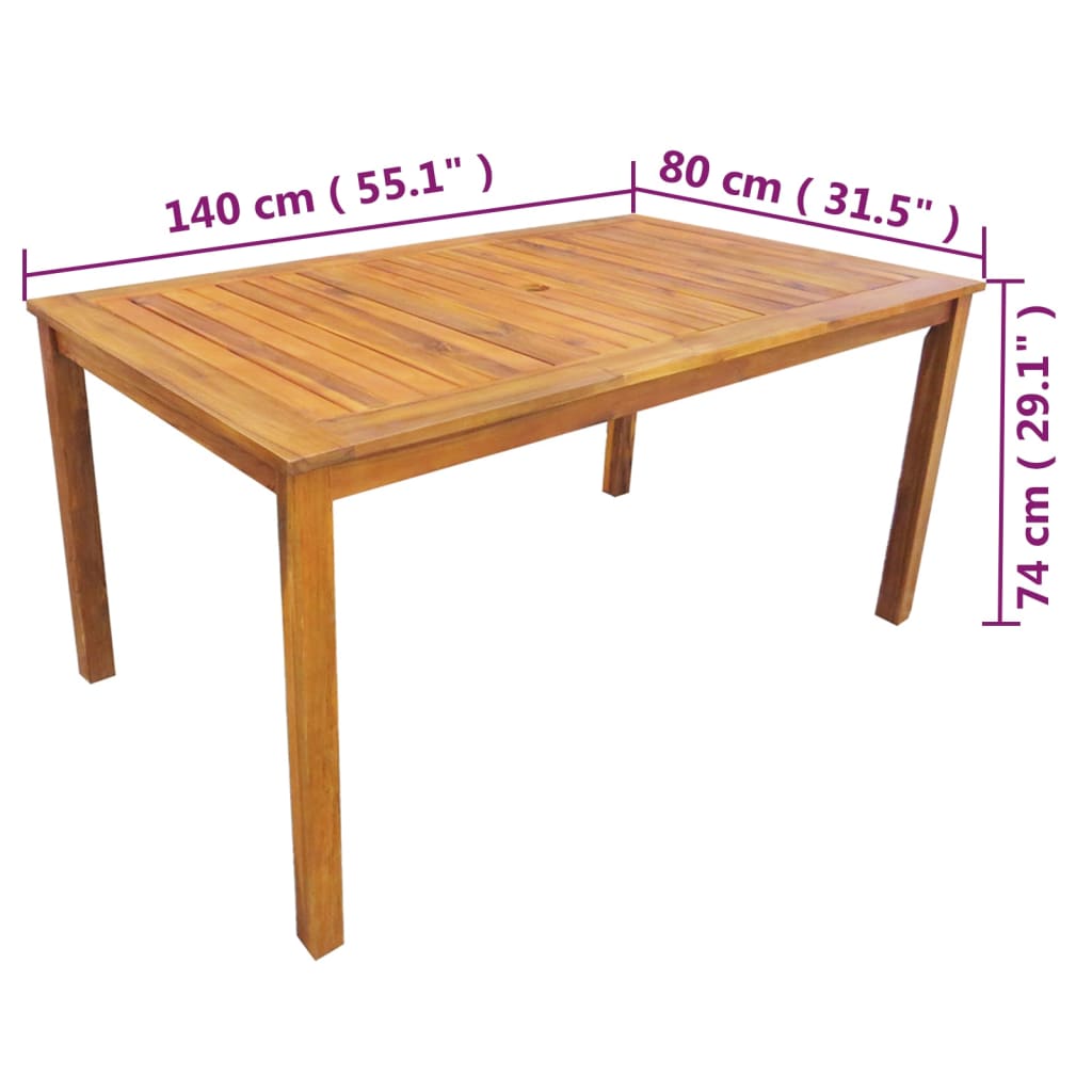 Ensemble de jardin 5 pièces en bois d'acacia massif