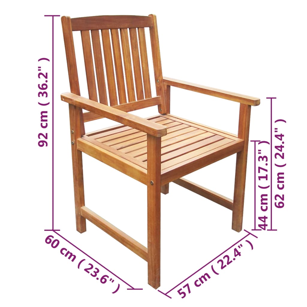 Ensemble de jardin 5 pièces en bois d'acacia massif