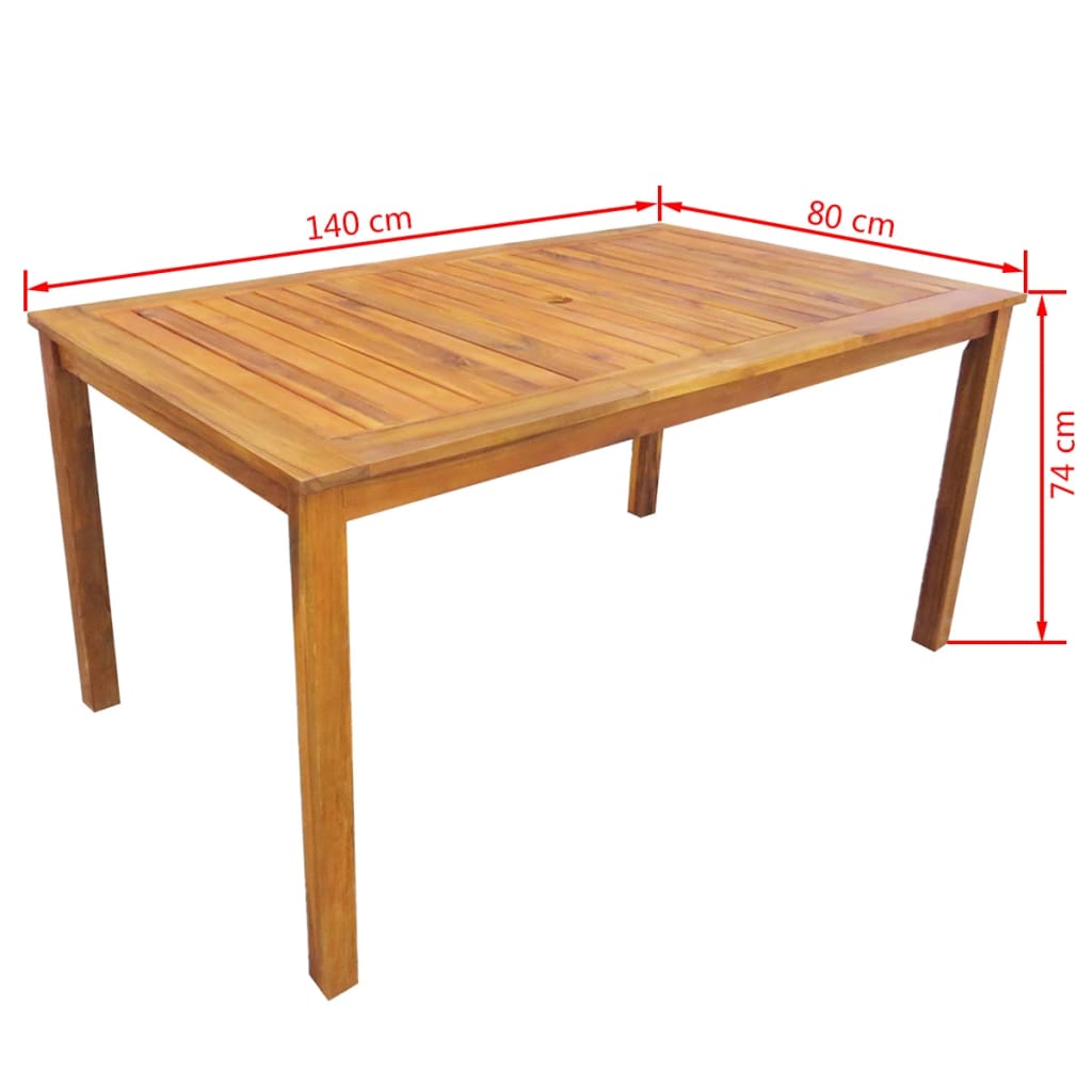 Ensemble de jardin 7 pièces en bois d'acacia massif