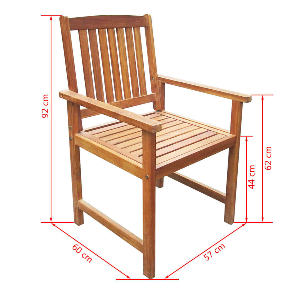 Ensemble de jardin 7 pièces en bois d'acacia massif