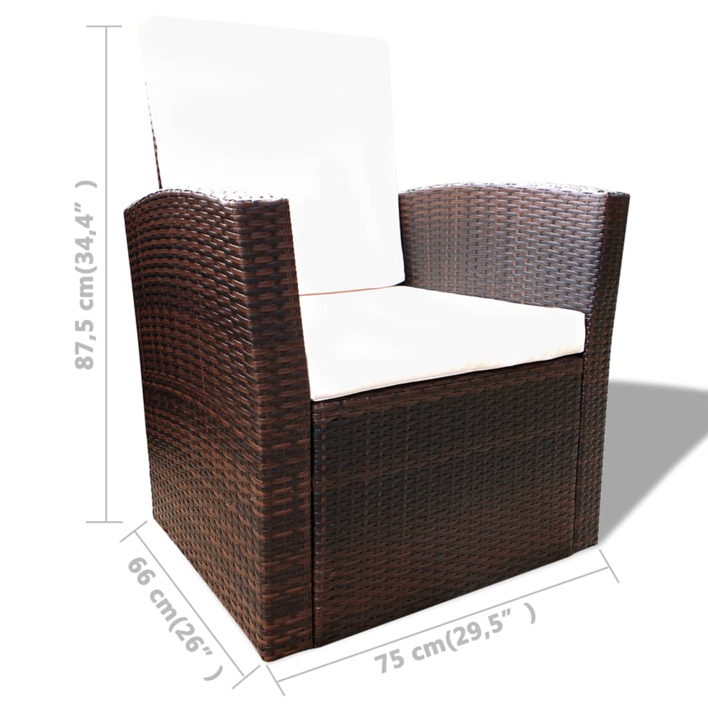 16-delige Loungeset met kussens poly rattan