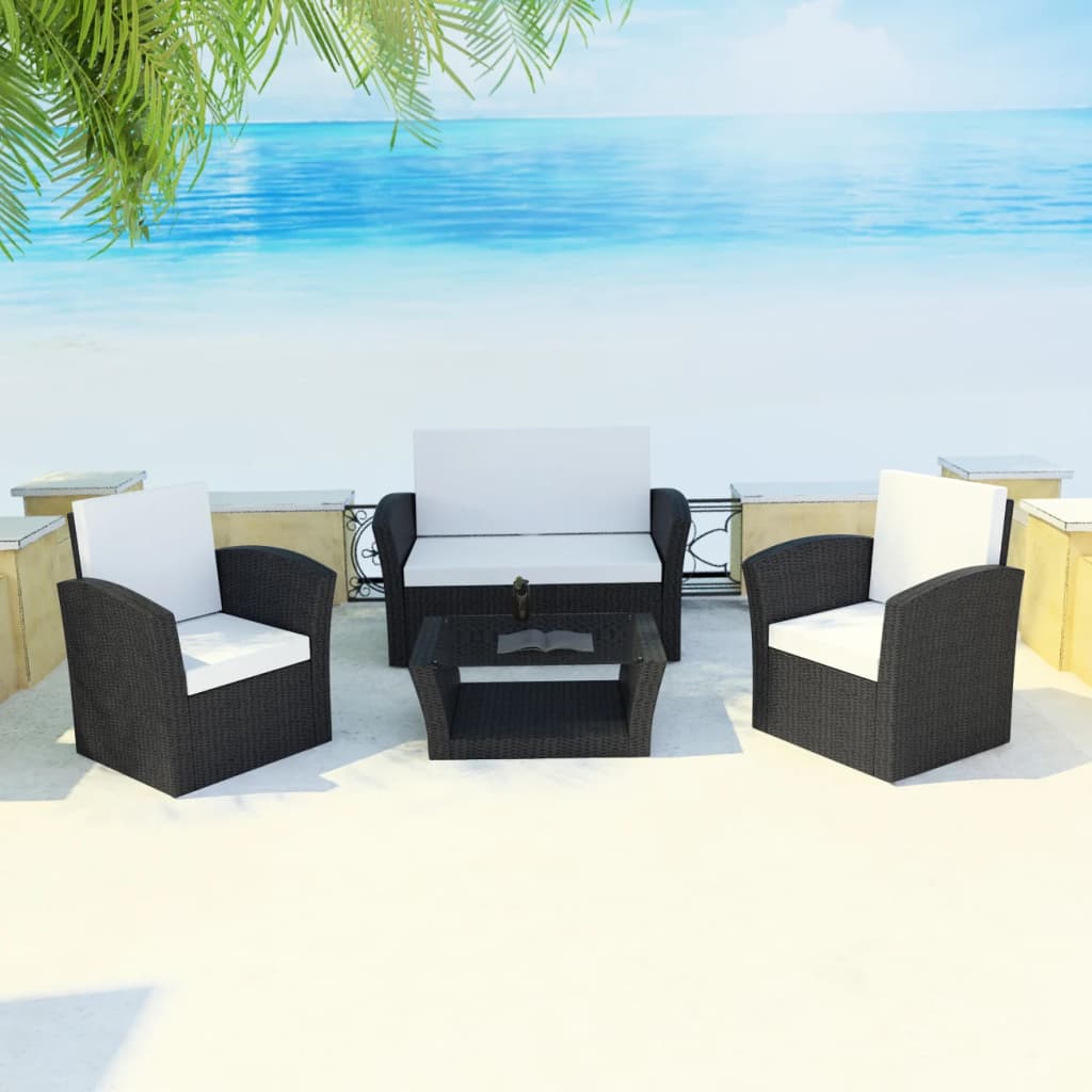 16-delige Loungeset met kussens poly rattan