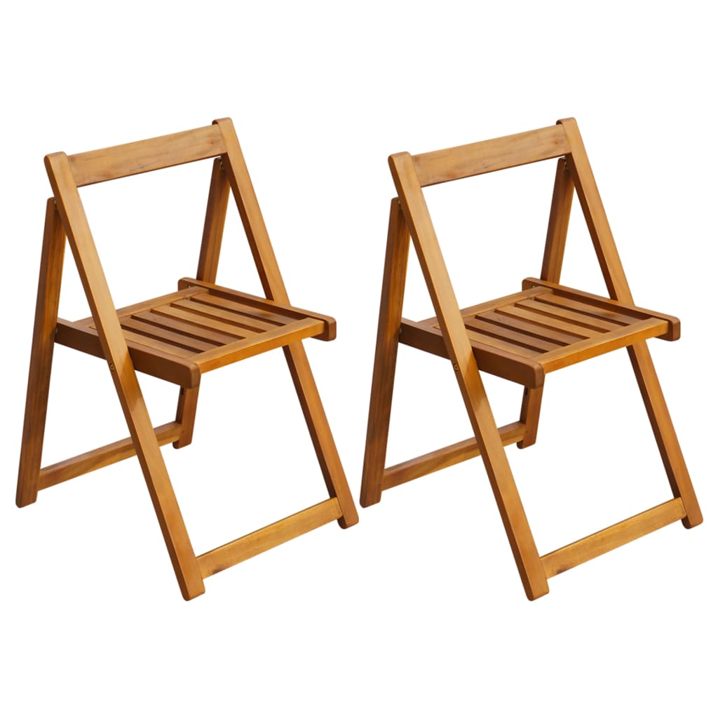 Chaises de jardin pliantes 2 pcs en bois d'acacia massif