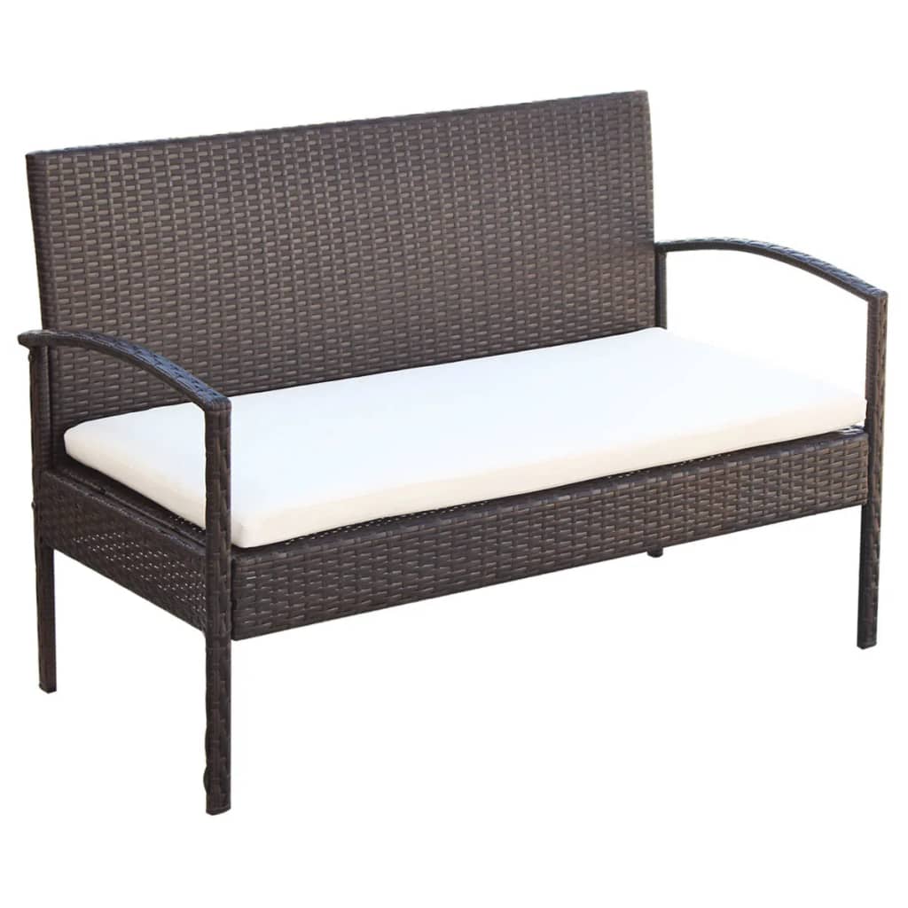 4-delige Loungeset met kussens poly rattan