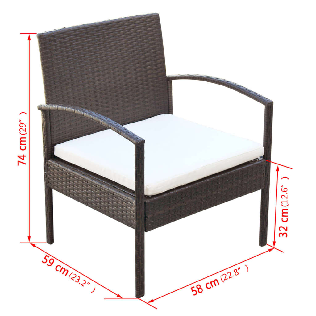 4-delige Loungeset met kussens poly rattan