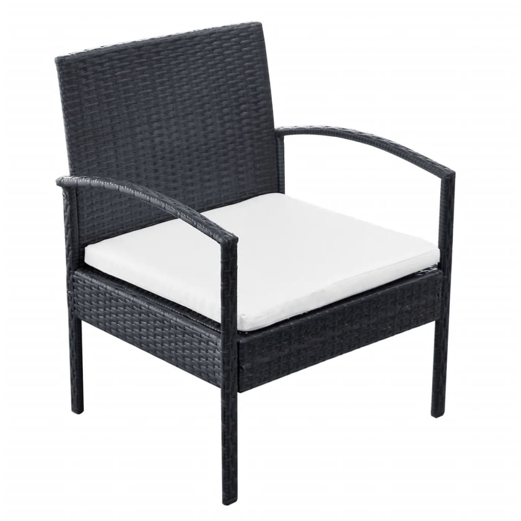 4-delige Loungeset met kussens poly rattan