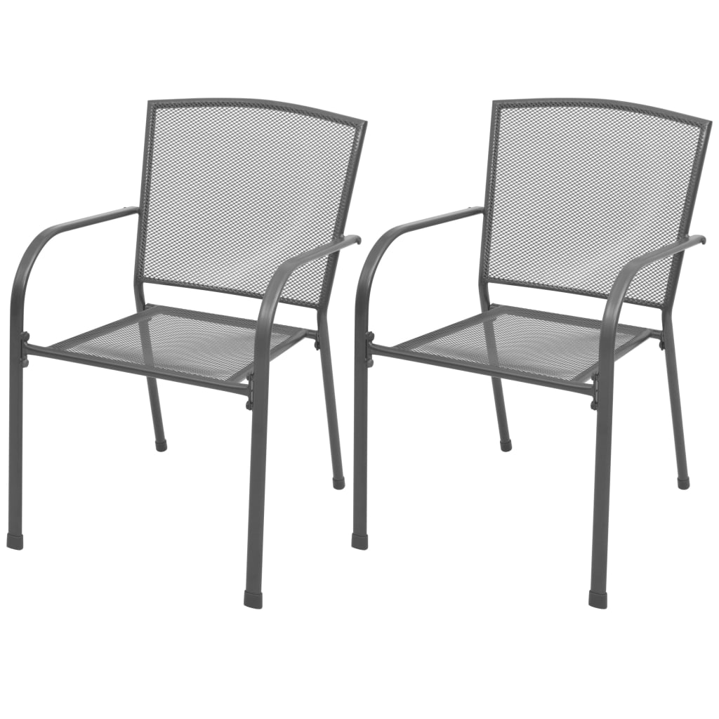 Chaises de jardin empilables 2 pcs gris acier