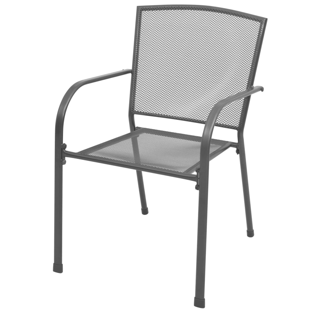 Chaises de jardin empilables 2 pcs gris acier