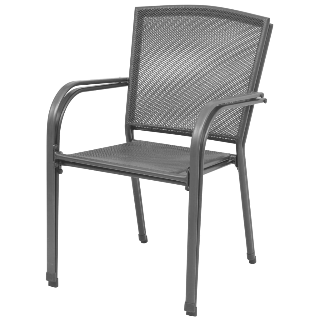 Chaises de jardin empilables 2 pcs gris acier