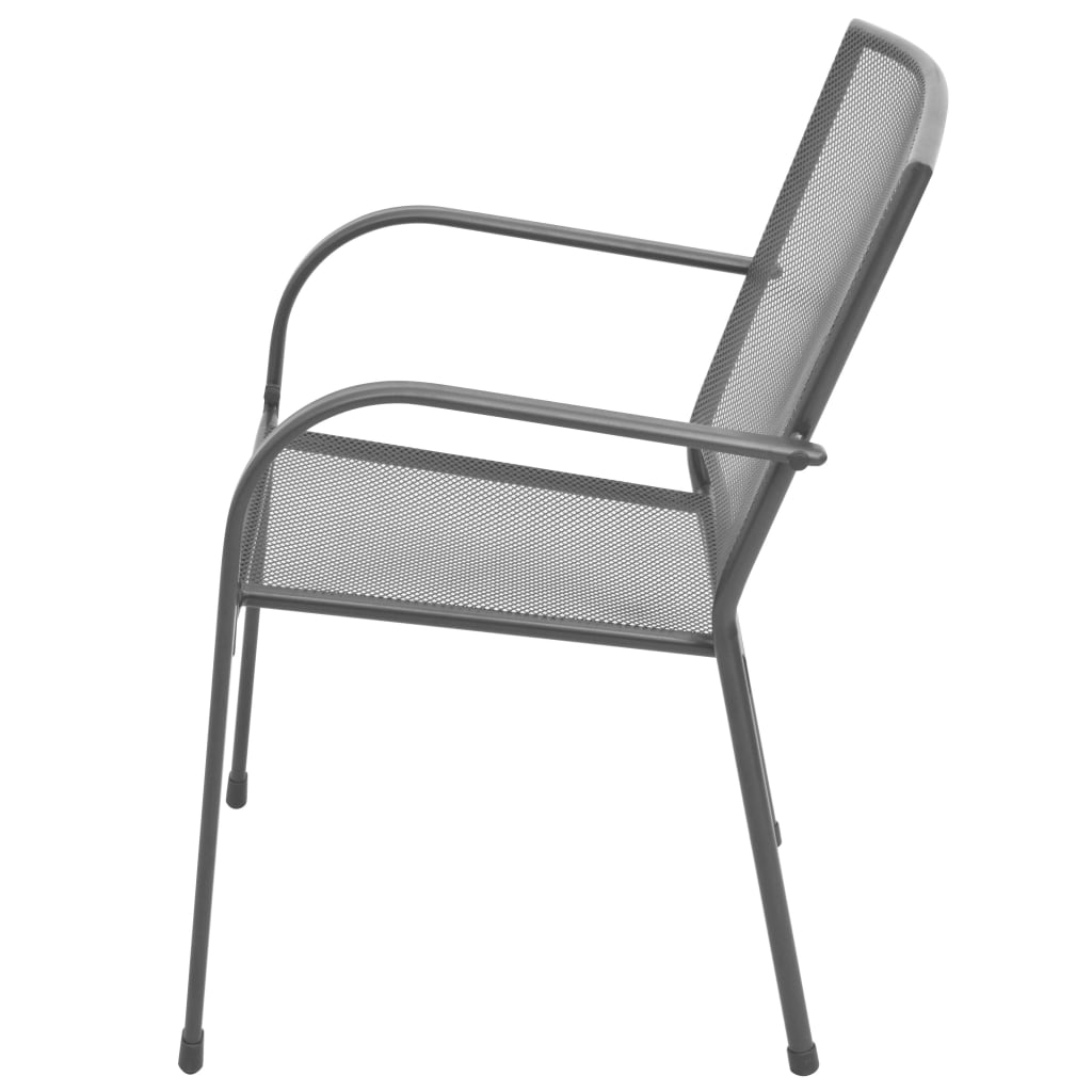 Chaises de jardin empilables 2 pcs gris acier