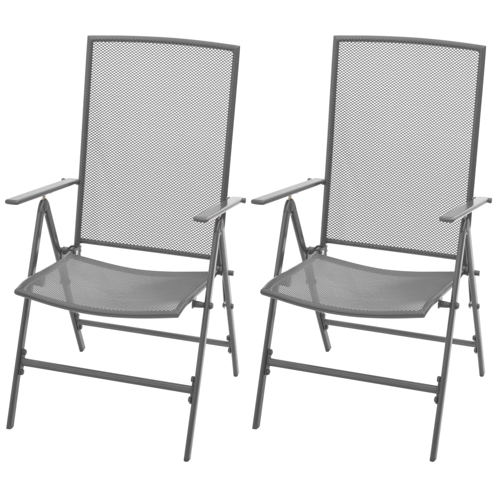 Chaises de jardin empilables 2 pcs gris acier