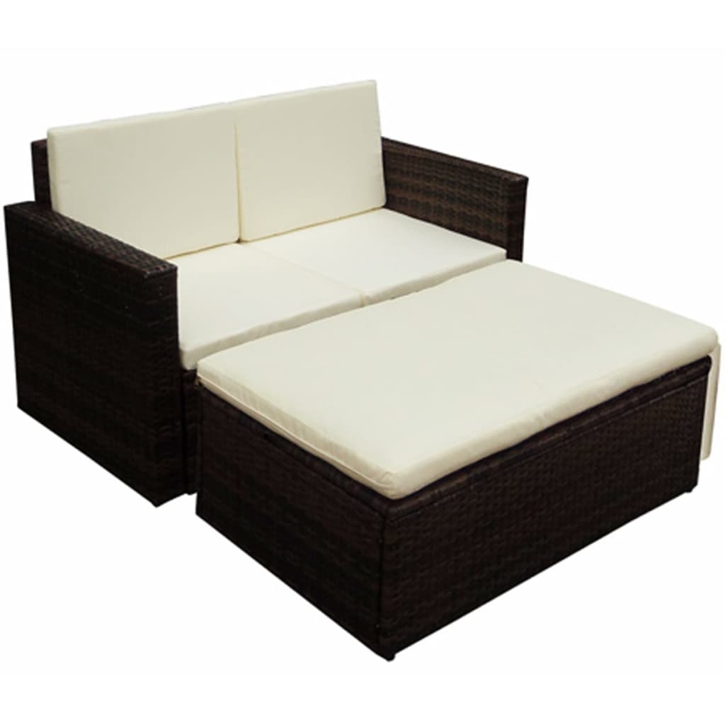 2-delige Loungeset met kussens poly rattan