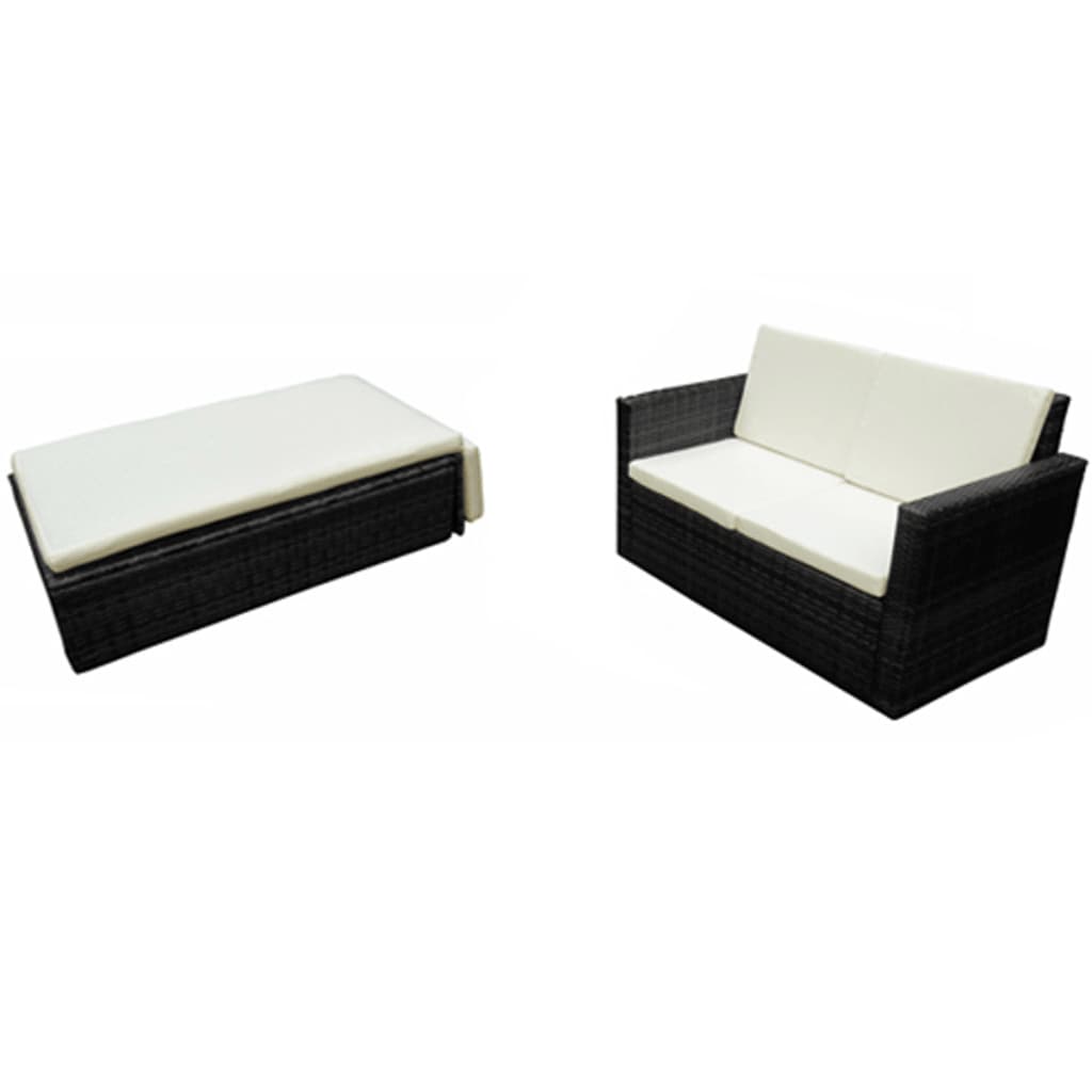 2-delige Loungeset met kussens poly rattan