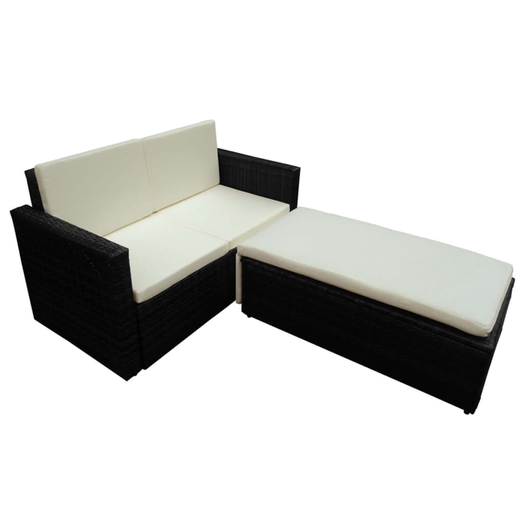 2-delige Loungeset met kussens poly rattan