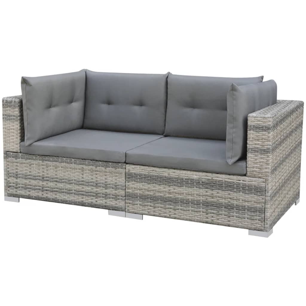 10-delige Loungeset met kussens poly rattan