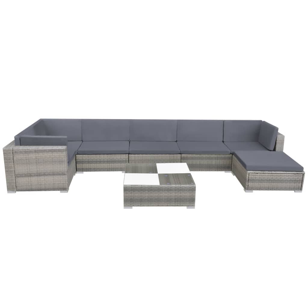 8-delige Loungeset met kussens poly rattan