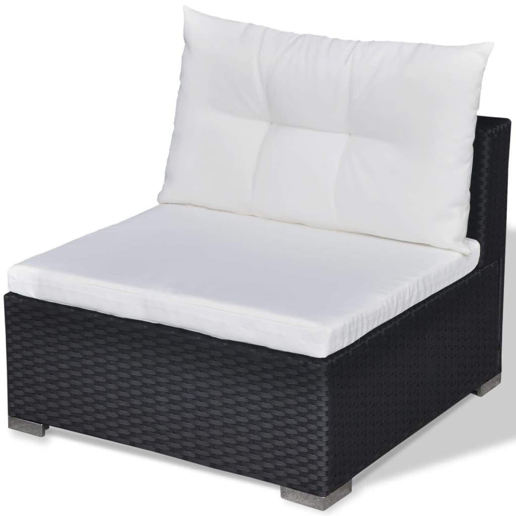 5-delige Loungeset met kussens poly rattan