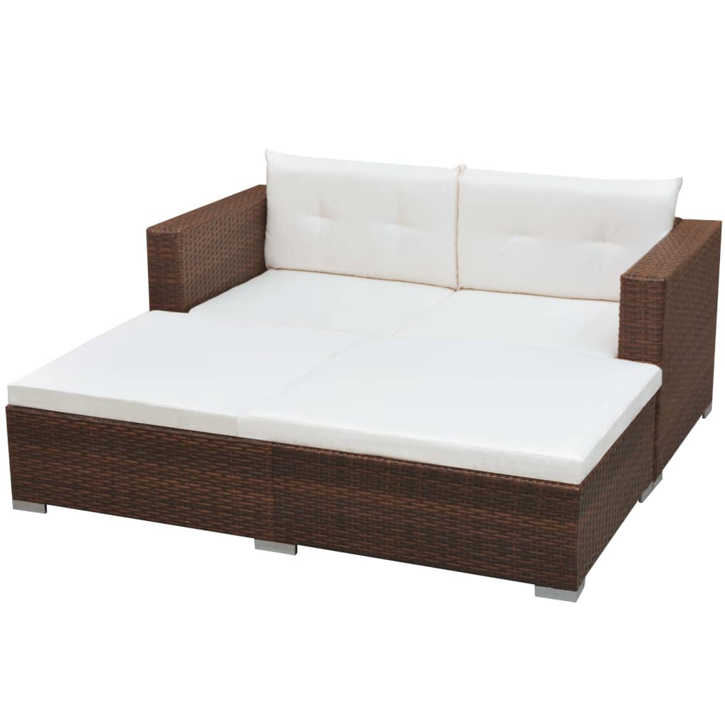 3-delige Loungeset met kussens poly rattan