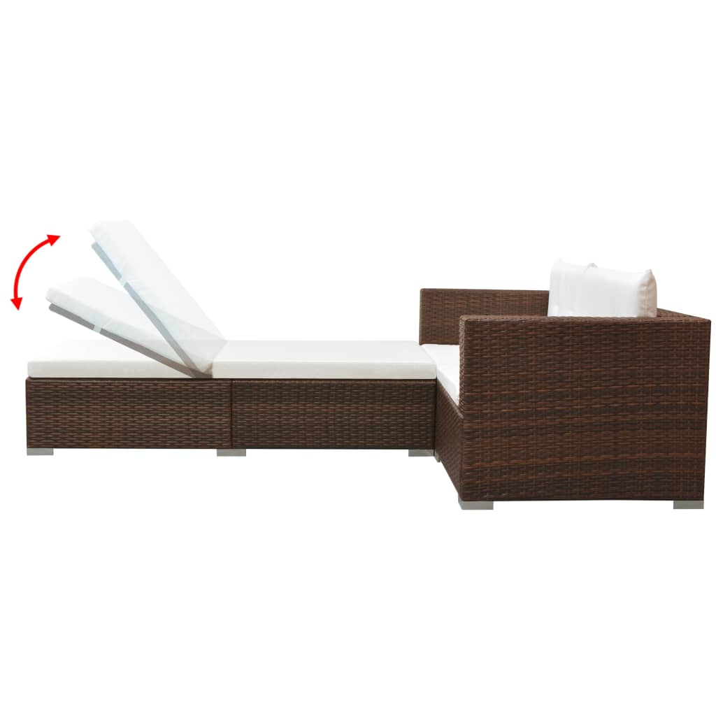 3-delige Loungeset met kussens poly rattan