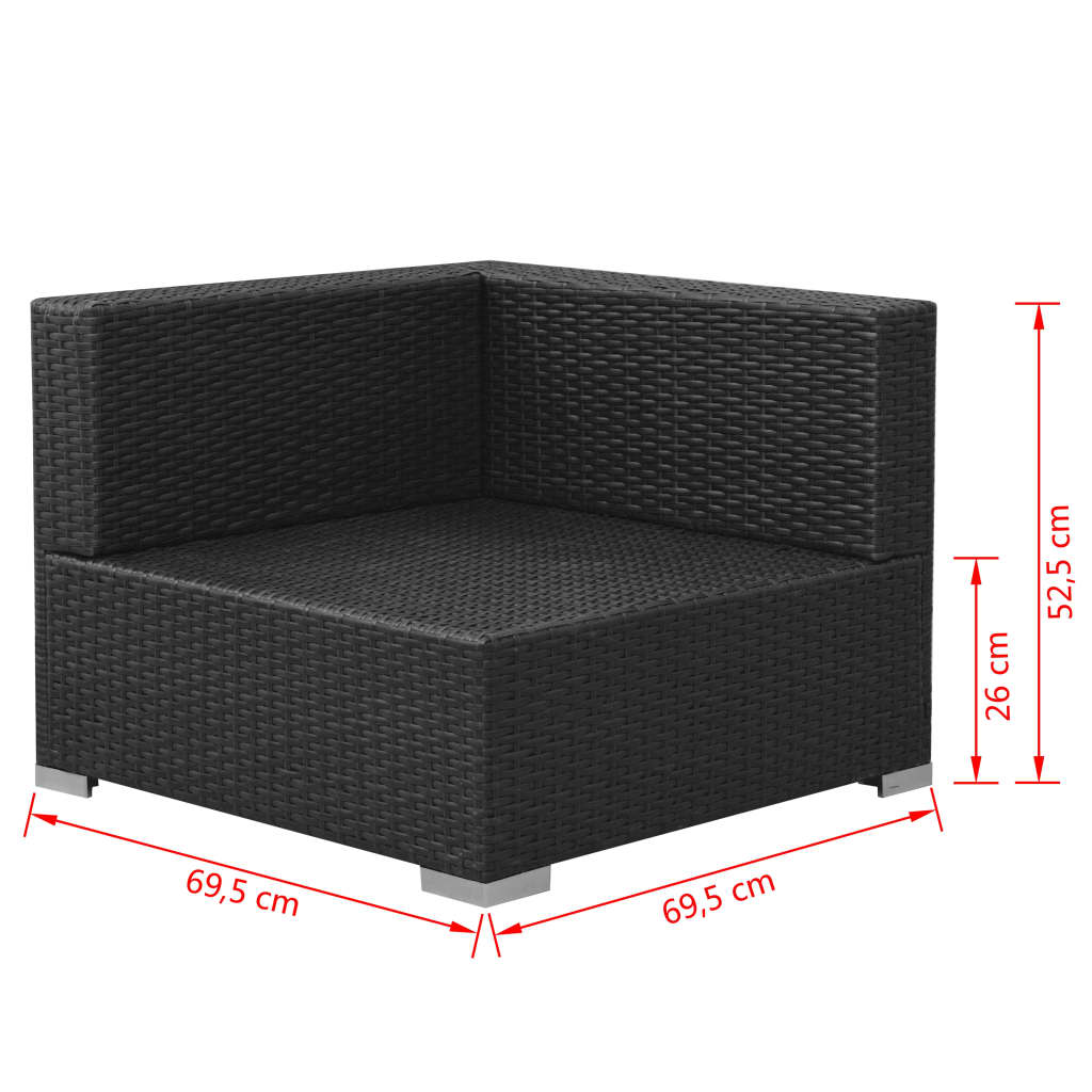 3-delige Loungeset met kussens poly rattan