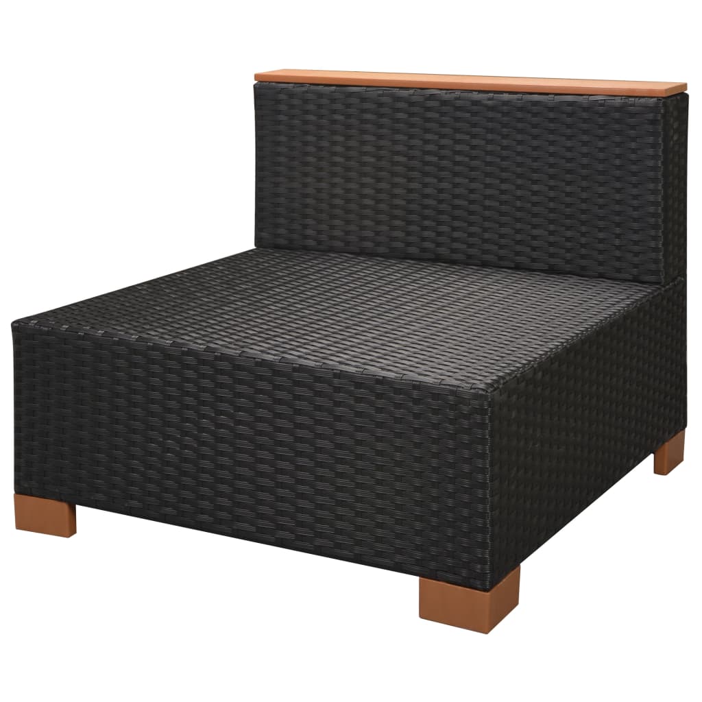 8-delige Loungeset met kussens poly rattan zwart