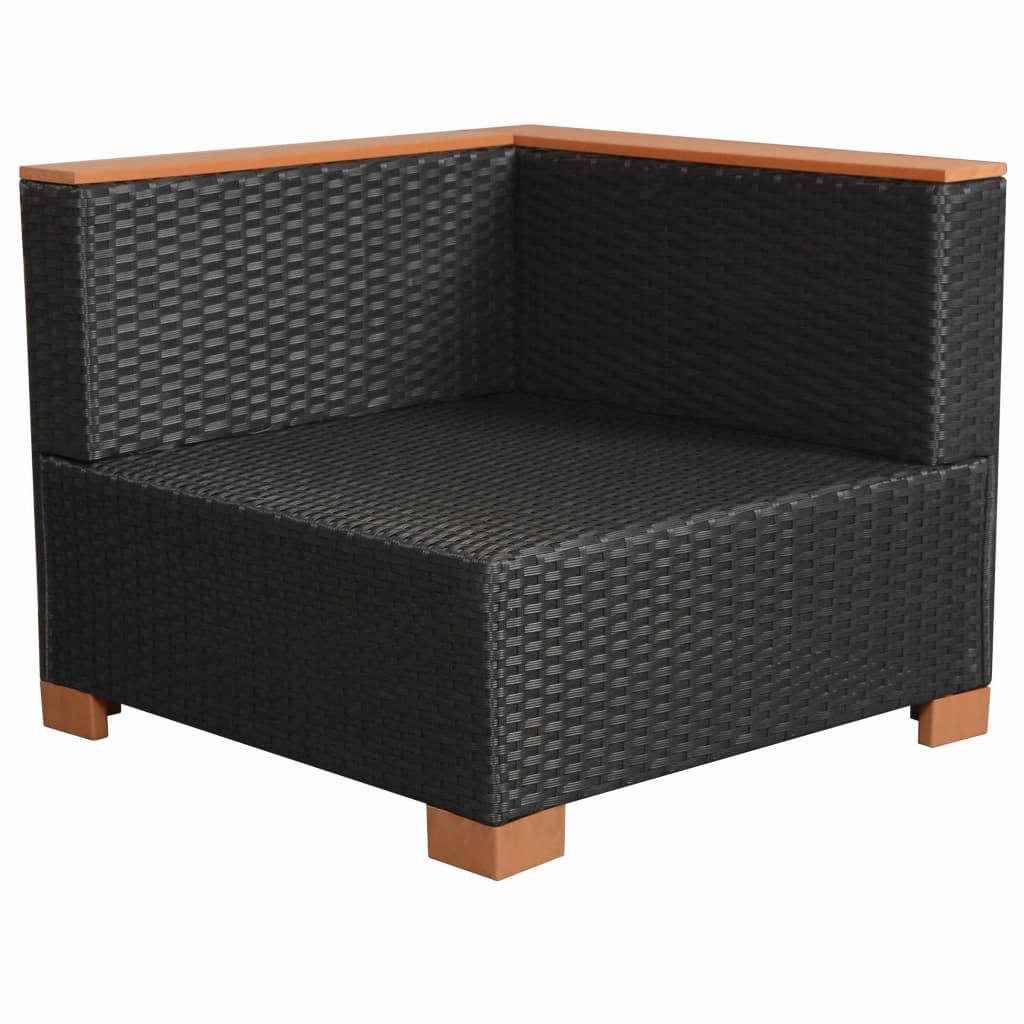 8-delige Loungeset met kussens poly rattan zwart