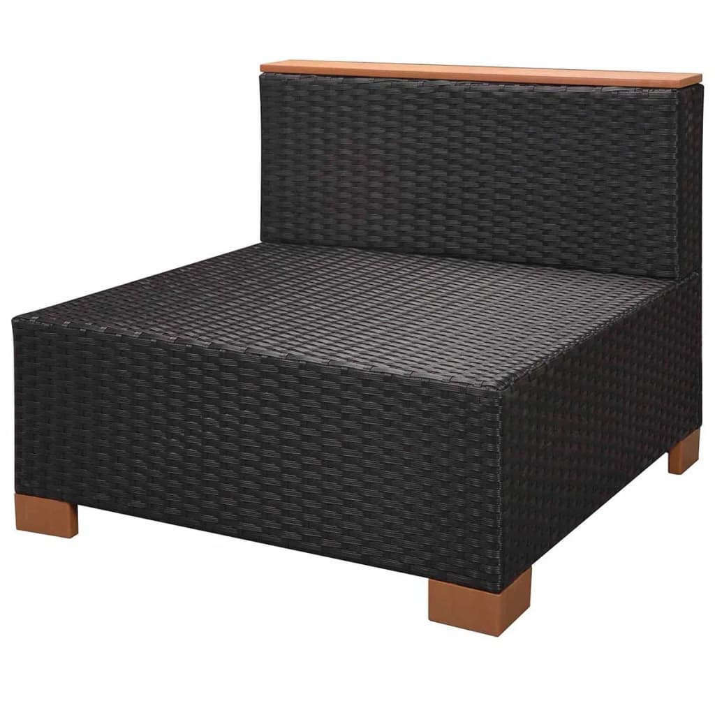 8-delige Loungeset met kussens poly rattan zwart