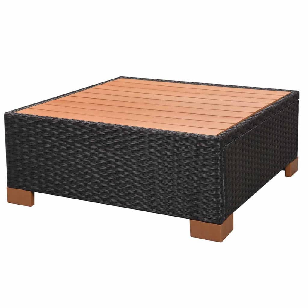 8-delige Loungeset met kussens poly rattan zwart