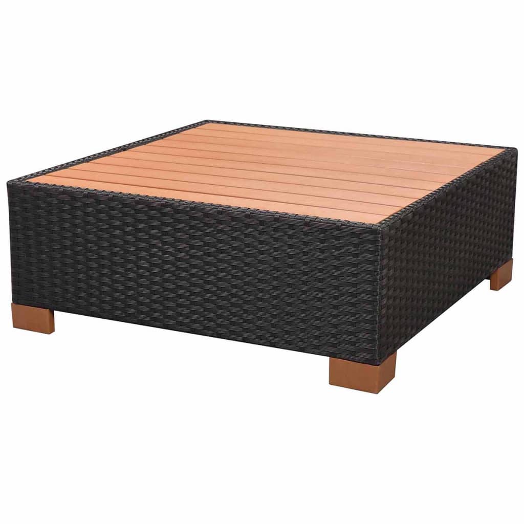 8-delige Loungeset met kussens poly rattan zwart