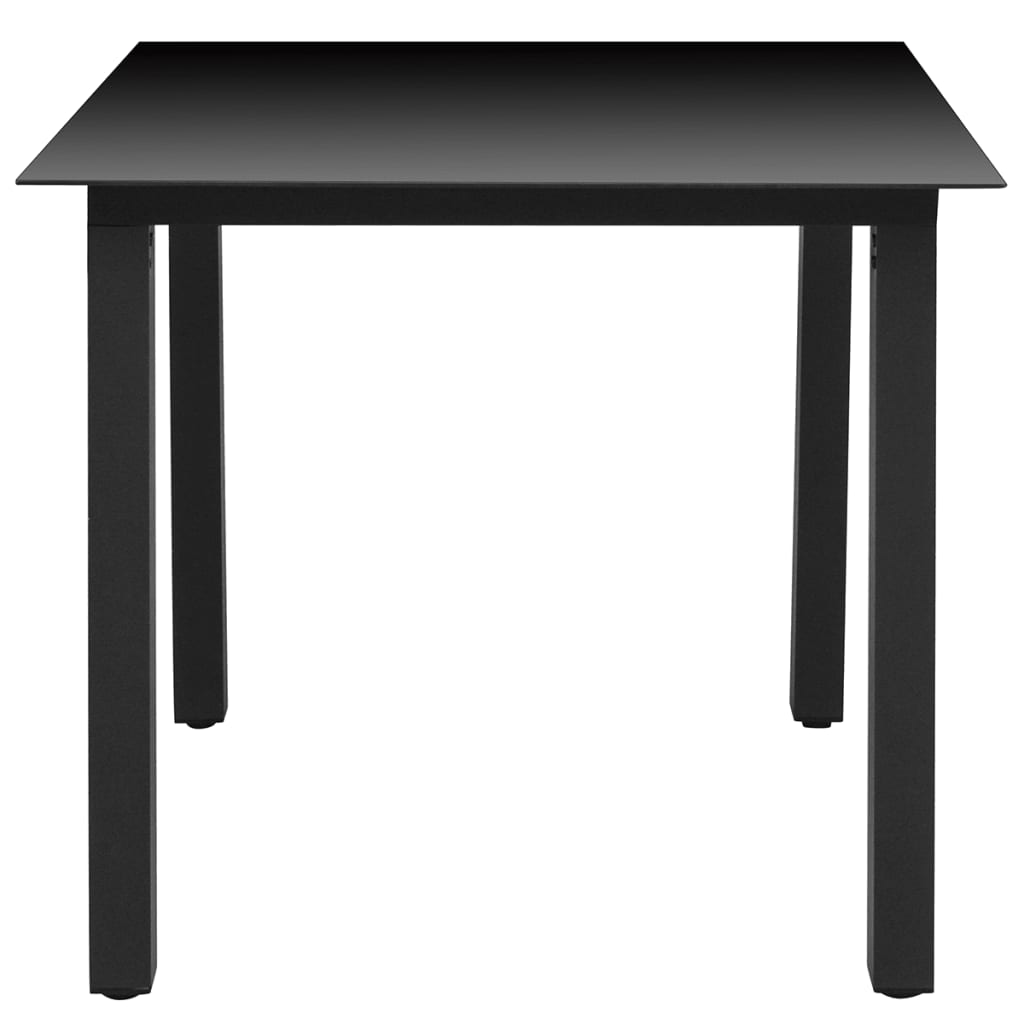 Table de jardin 80x80x74 cm aluminium et verre noir