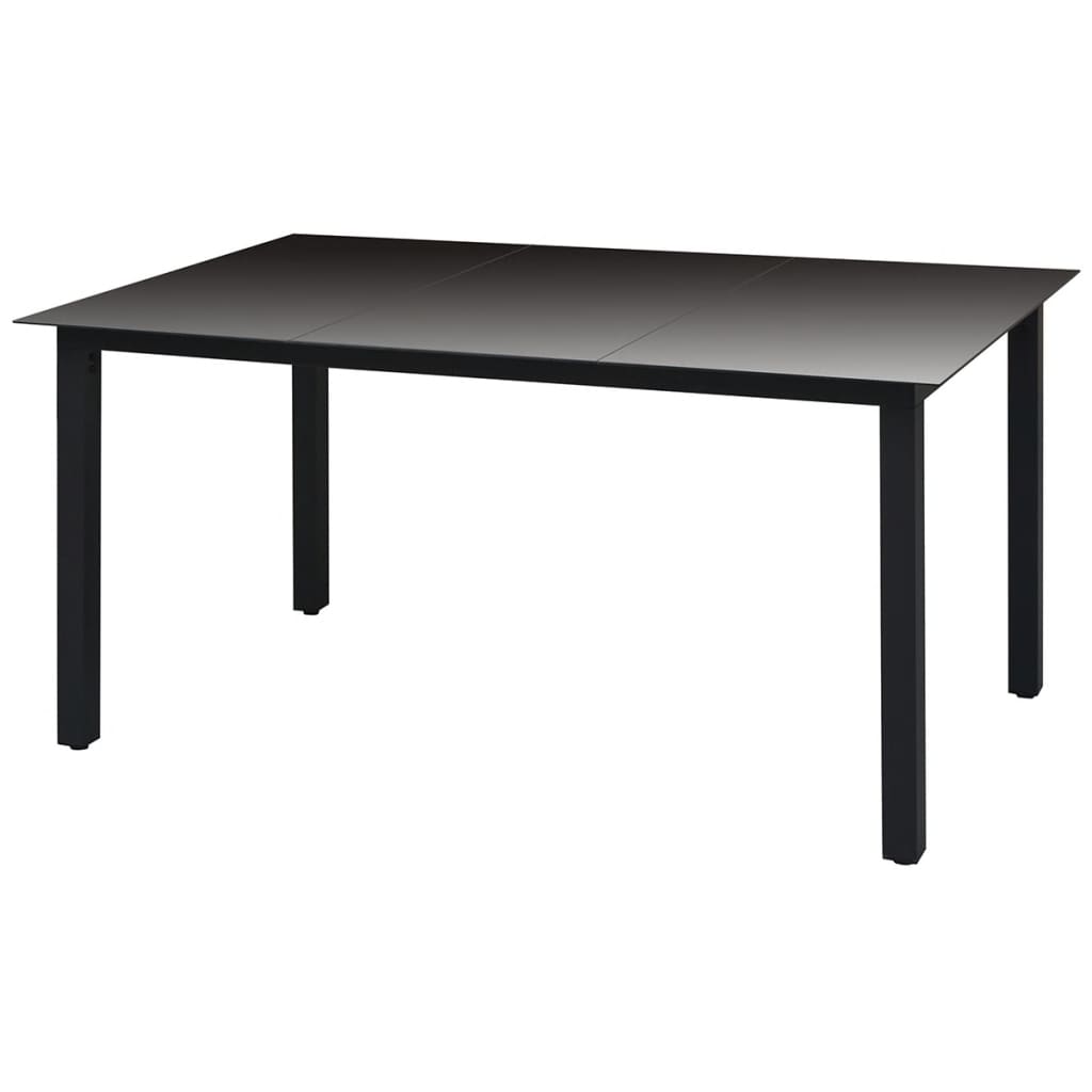 Table de jardin 80x80x74 cm aluminium et verre noir