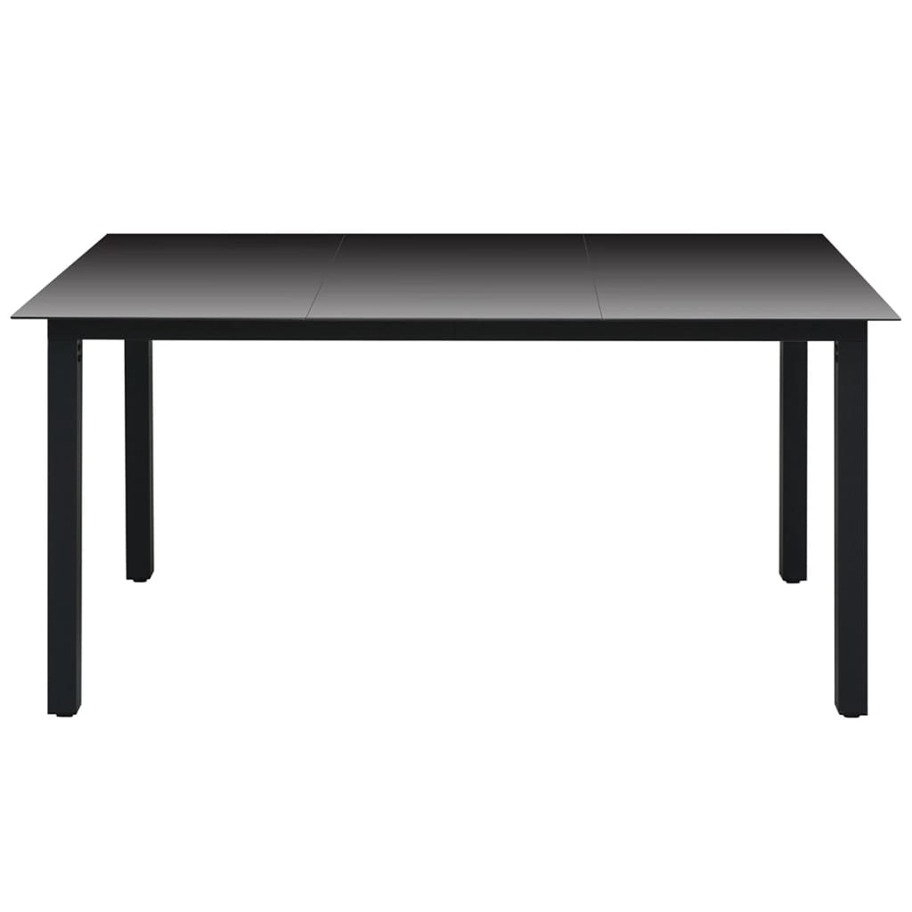 Table de jardin 80x80x74 cm aluminium et verre noir