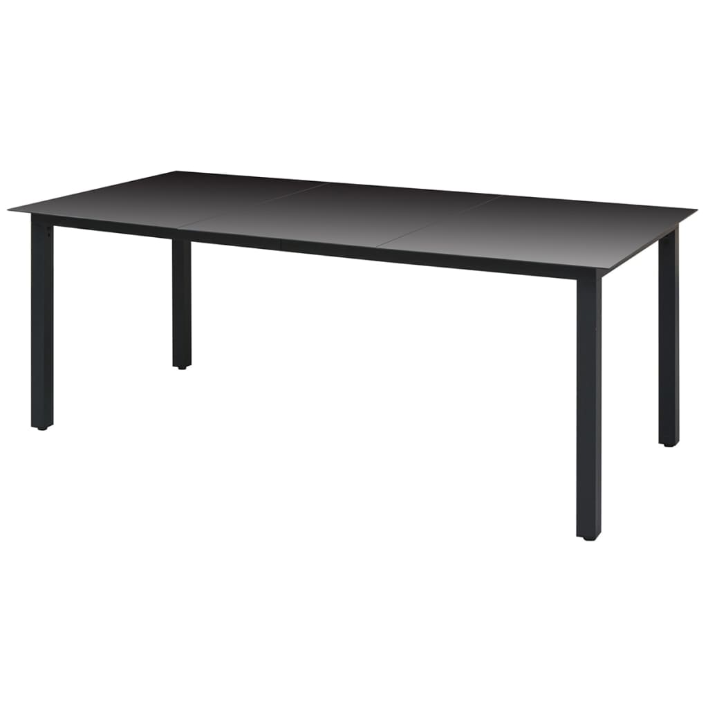 Table de jardin 80x80x74 cm aluminium et verre noir