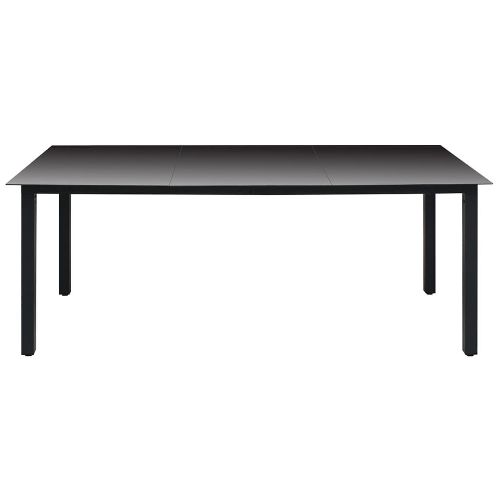 Table de jardin 80x80x74 cm aluminium et verre noir