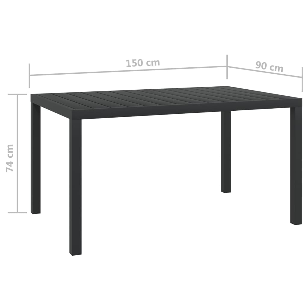 Table de jardin 80x80x74 cm aluminium et HKC noir