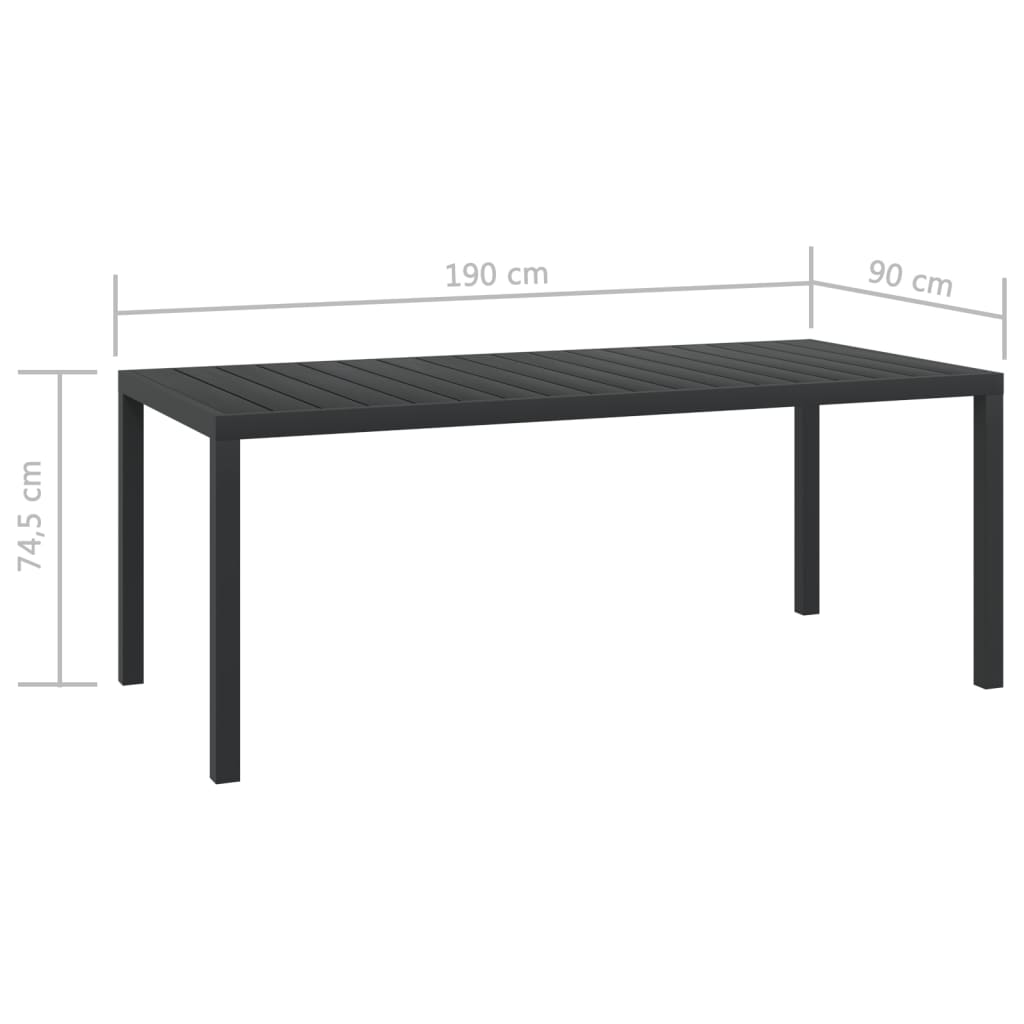 Table de jardin 80x80x74 cm aluminium et HKC noir