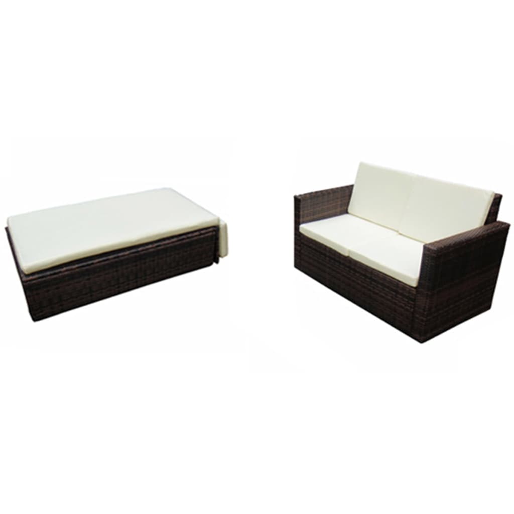 2-delige Loungeset met kussens poly rattan