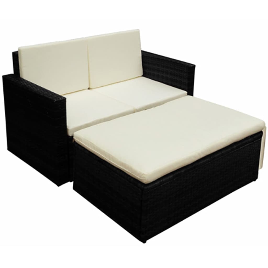 2-delige Loungeset met kussens poly rattan