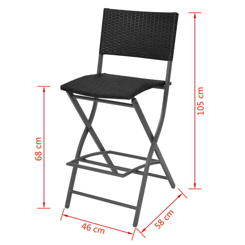 5-delige Tuinset inklapbaar staal poly rattan