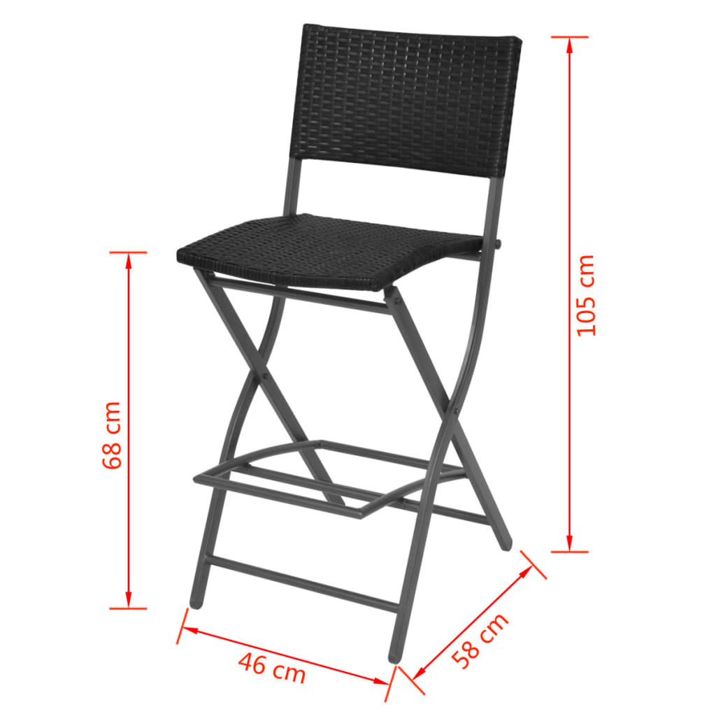 7-delige Tuinset inklapbaar staal poly rattan