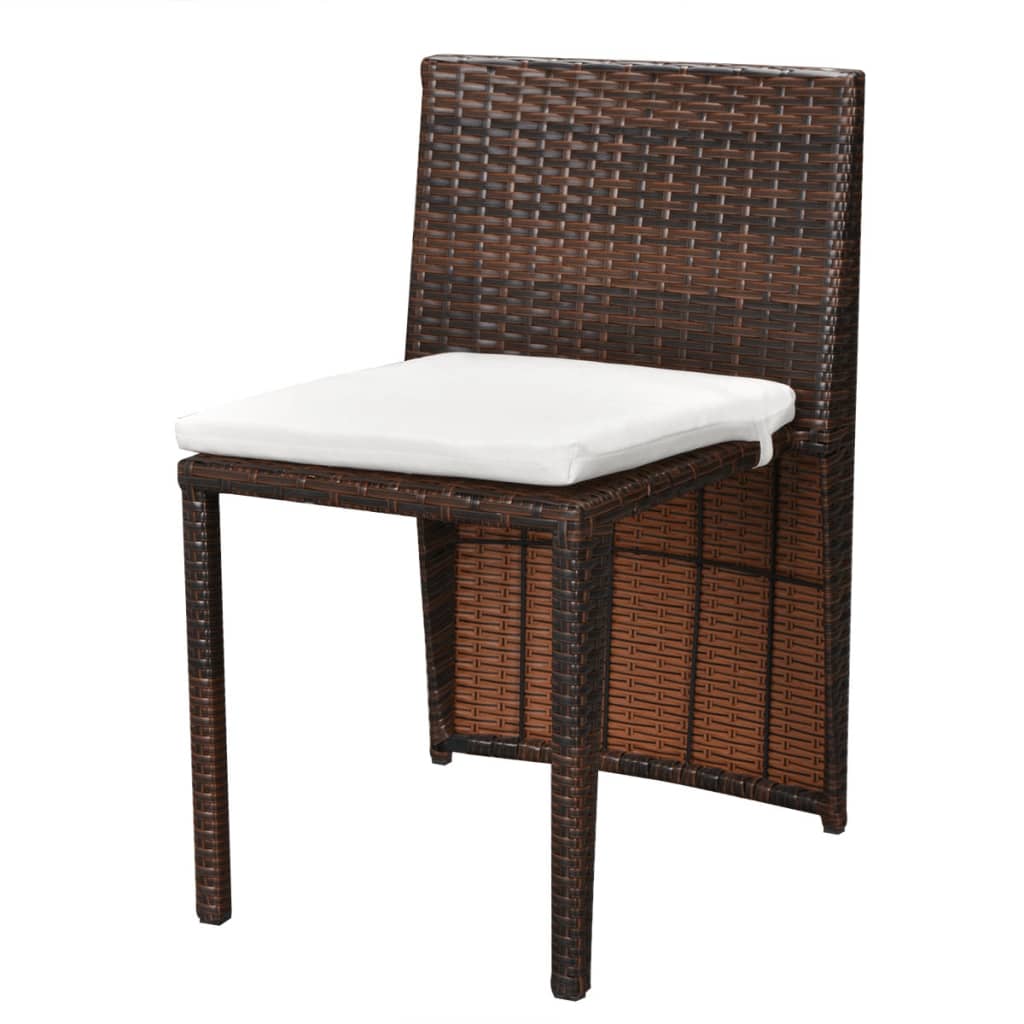 3-delige Bistroset met kussens poly rattan