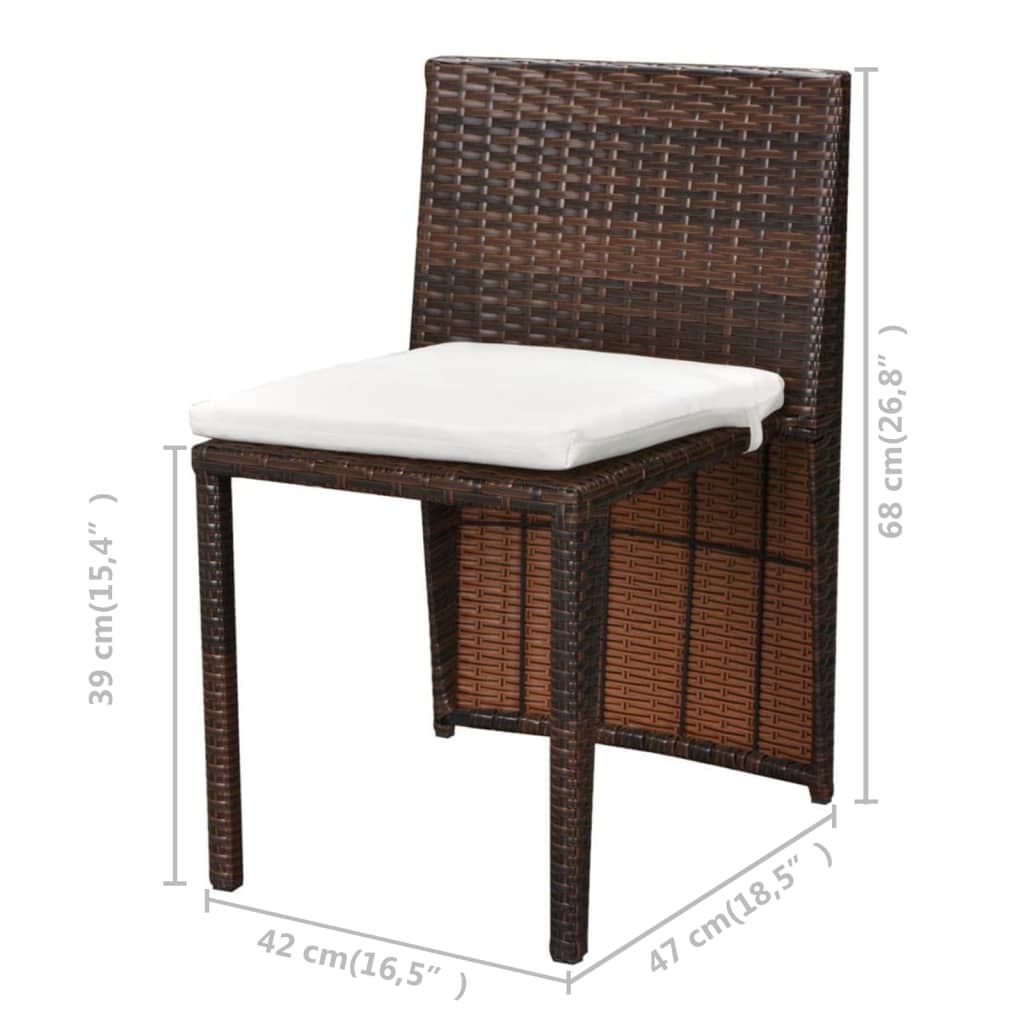 3-delige Bistroset met kussens poly rattan