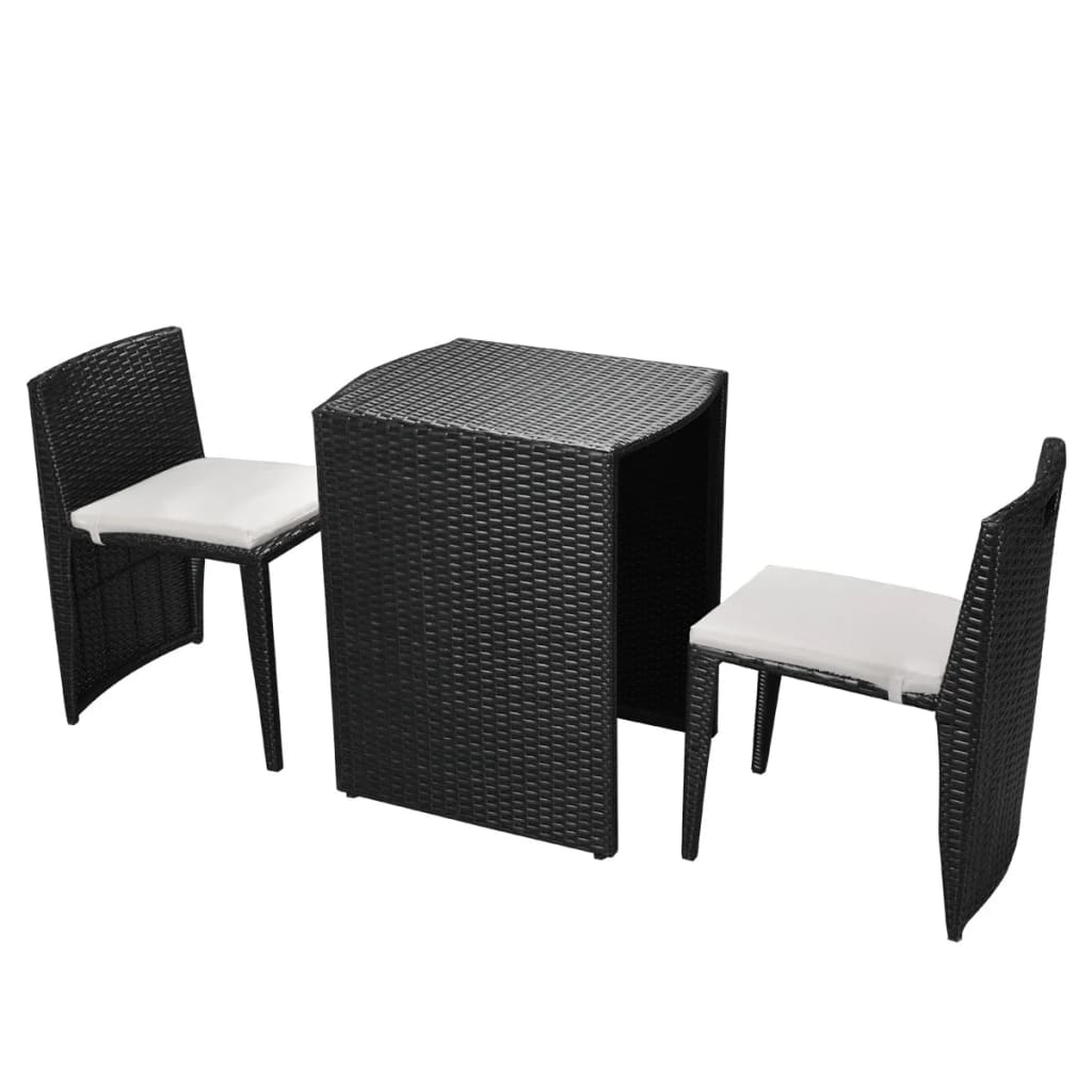 3-delige Bistroset met kussens poly rattan