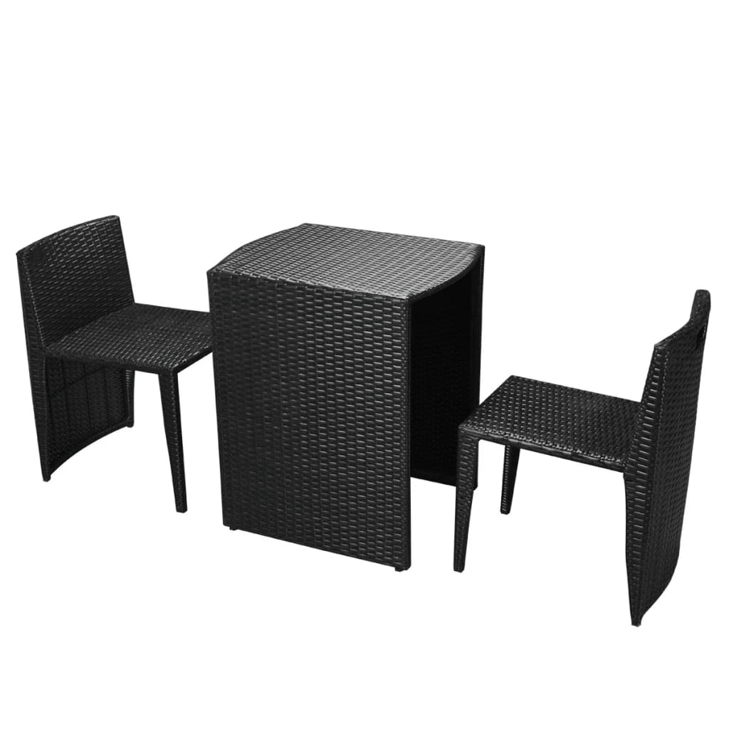 3-delige Bistroset met kussens poly rattan