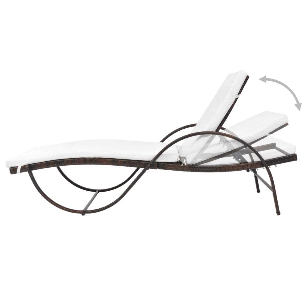 Chaise longue avec coussin en polyrotin